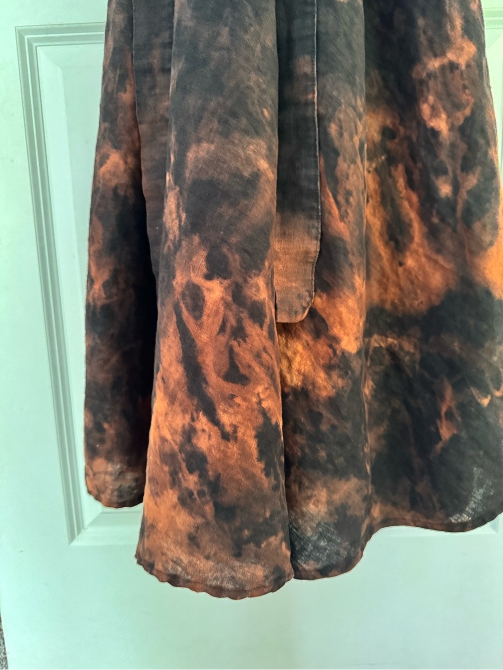 Hand dyed OOAK 100% linen Mantaikotai Wrap Maxi Dress in Black and Brown NWOT - Picture 3 of 9